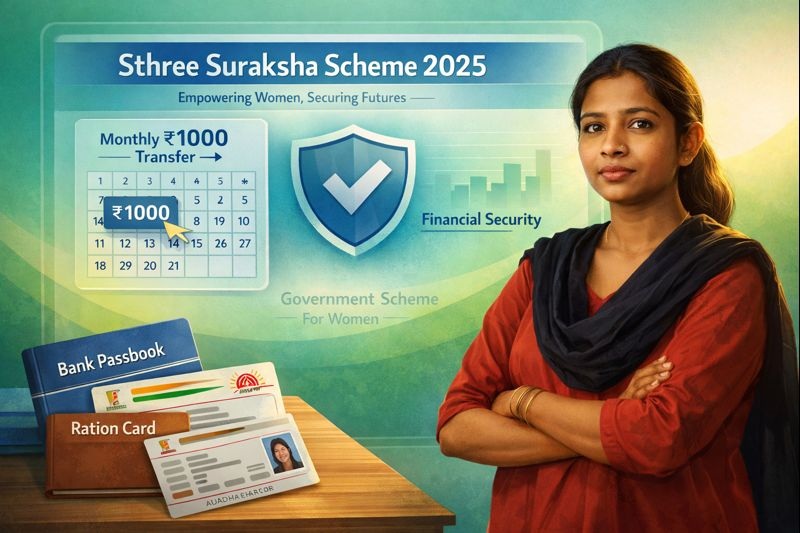Sthree Suraksha Scheme 2025 guide showing eligibility criteria and application process for Kerala women receiving monthly pension